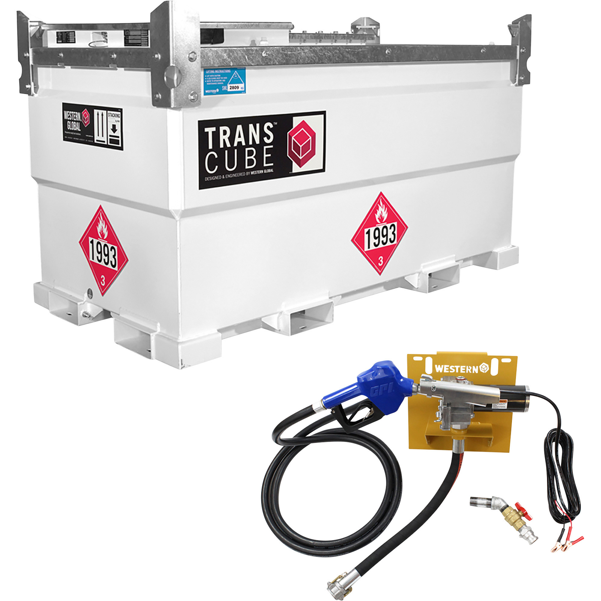 Western Global TransCube DOT Certified 552-Gallon Transportable Fuel Storage Tank, Model# TCGWN0020-01215GP-SNN